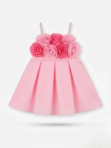 Pink Floral Applique Frocks Kids Ethnic Wear Festive Frock