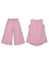 Girls Pink Embroidered Kurti Palazzo Set.