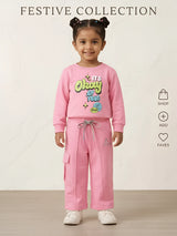 Pink Graphic Print Sweatshirt Girls Coordinate Set