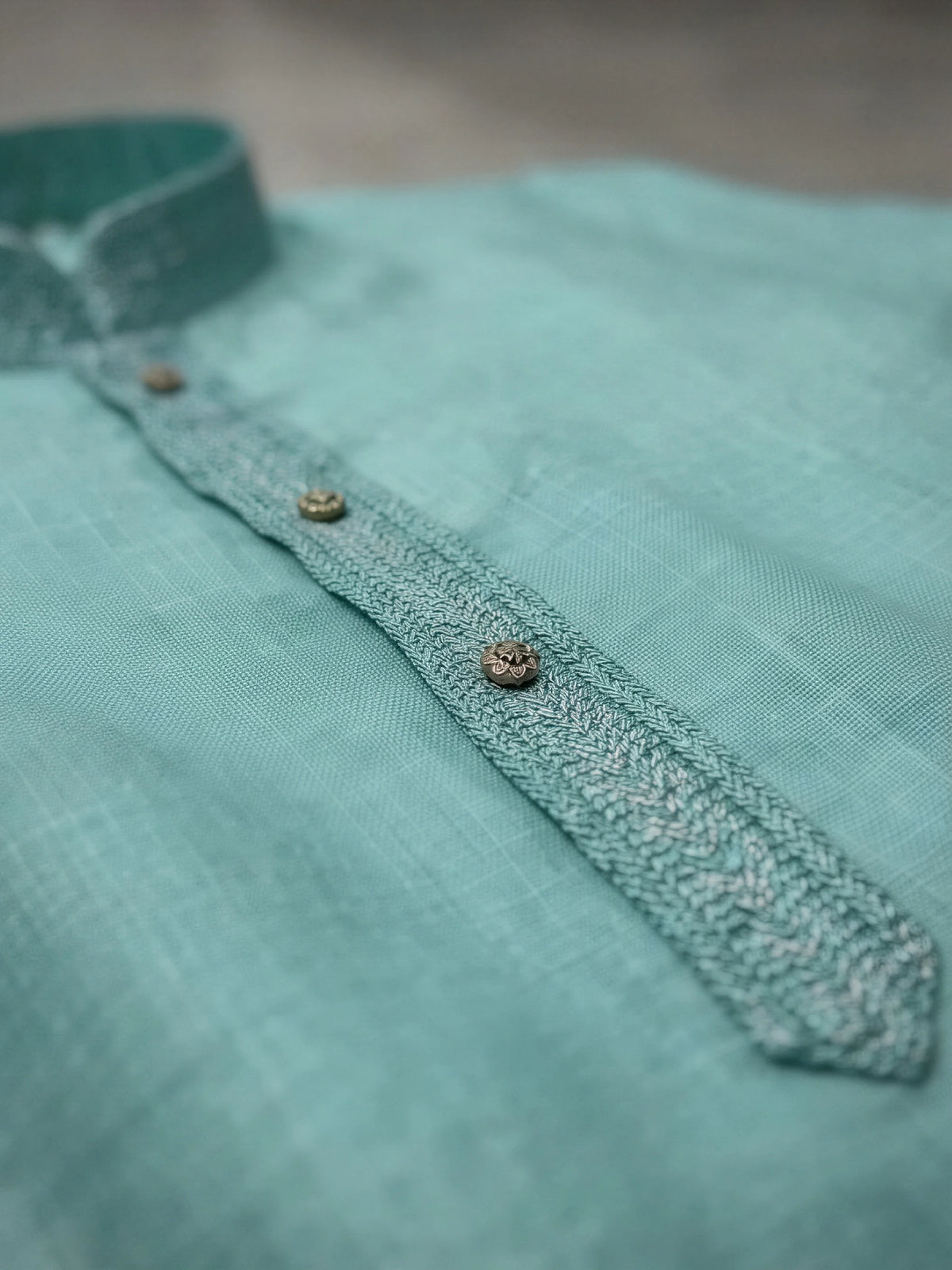 Blue Solid Cotton Kurta Pajama Set for Boys