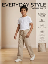 Boys Cream Casual Trousers