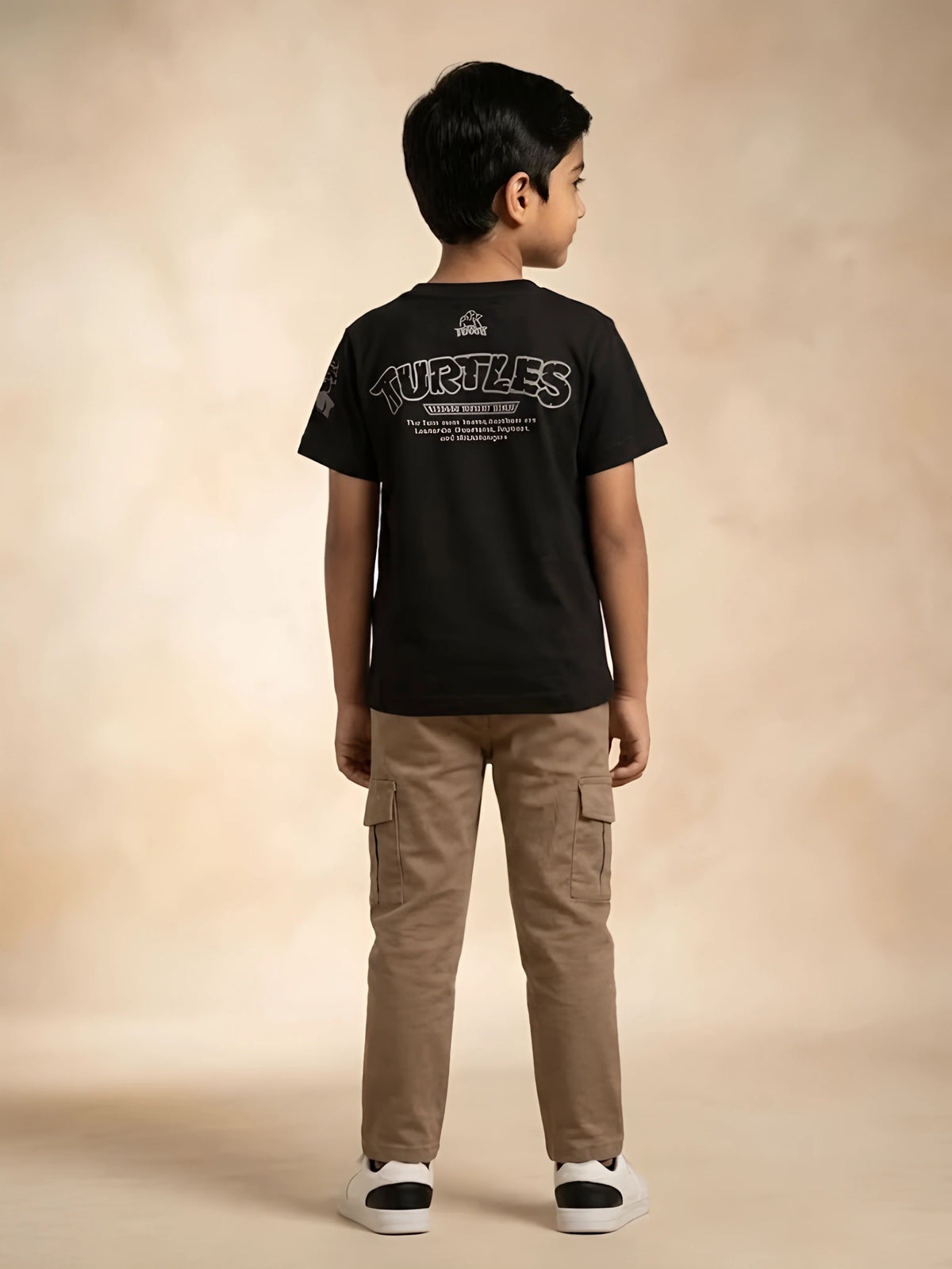 Boys Black Ninja Turtles Printed T-Shirt