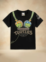 Boys Black Ninja Turtles Printed T-Shirt