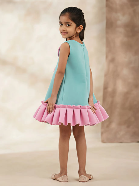 Green Bow Ruffle Detail Frocks