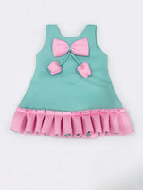 Green Bow Ruffle Detail Frocks