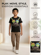 Boys Black Ninja Turtles Printed T-Shirt