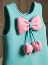 Green Bow Ruffle Detail Frocks