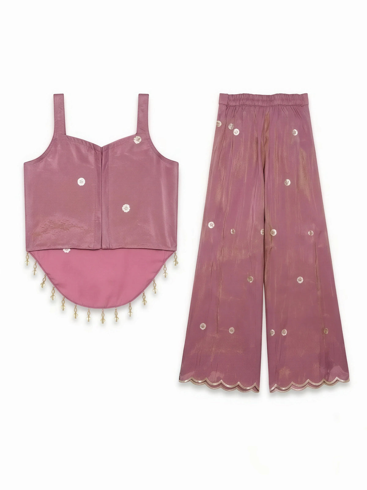 Girls Purple Embroidered Palazzo Set.