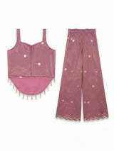 Girls Purple Embroidered Palazzo Set.