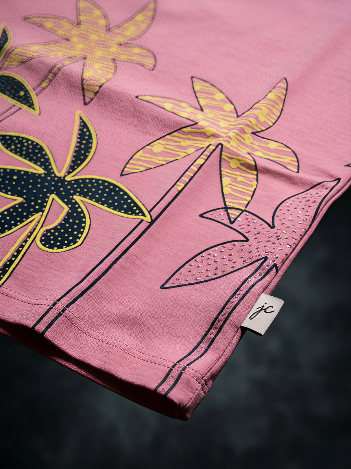 Girls Pink Tropical Palm Print Boxy Tee