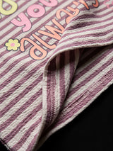 Girls Purple Striped "Adore You" Graphic Top