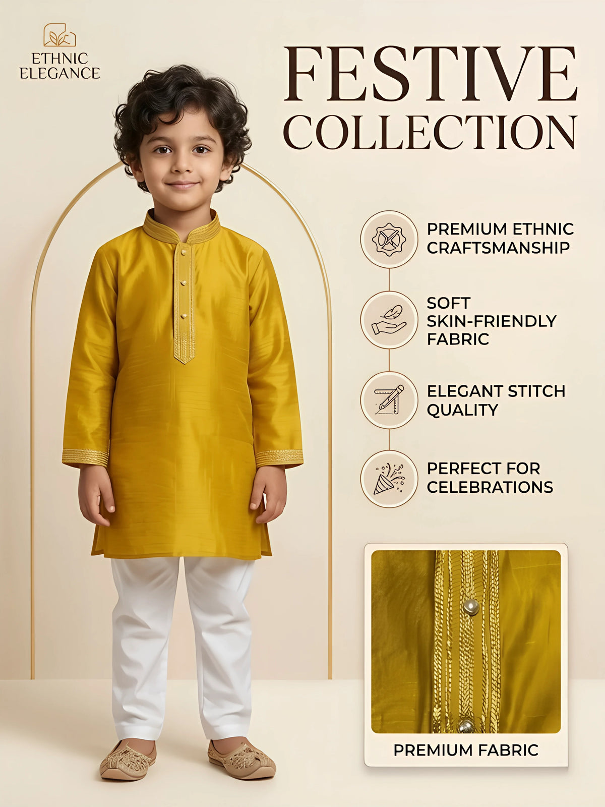 Boys Yellow Ethnic Kurta Set