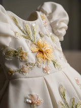 White Floral Embroidered Frocks for Festive Ethnic Wear
