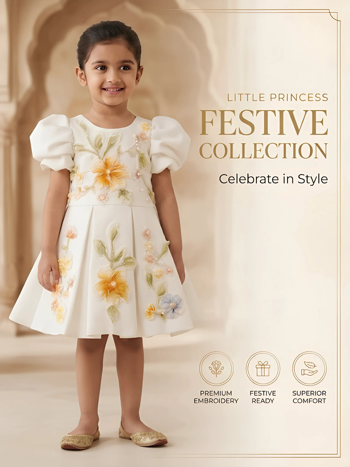 White Floral Embroidered Frocks for Festive Ethnic Wear