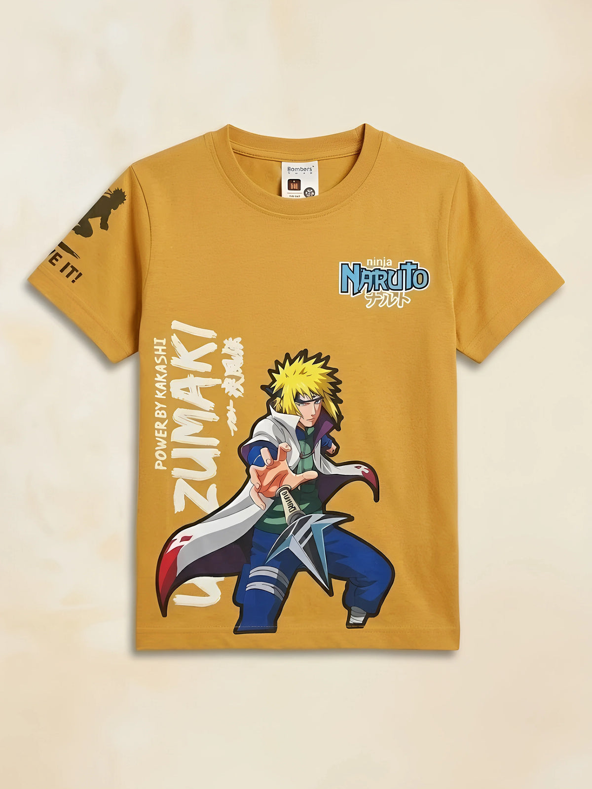 Boys Yellow Naruto Graphic Print T-Shirt