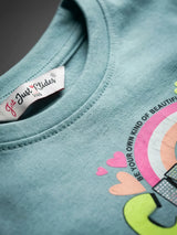 Green Cute and Kind Graphic Print Girls Coordinate Set