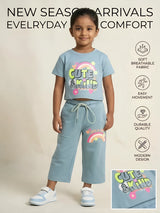 Green Cute and Kind Graphic Print Girls Coordinate Set
