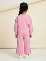 Pink Graphic Print Sweatshirt Girls Coordinate Set Kids Casual Wear