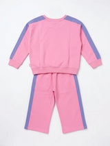 Pink Graphic Print Sweatshirt Girls Coordinate Set Kids Casual Wear