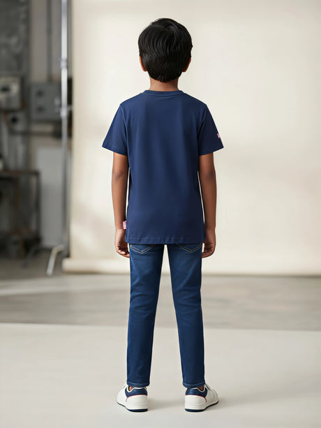 Boys Navy Blue Captain America Graphic T-Shirt.