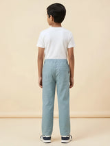 Boys Blue Casual Stretch Trousers with Drawstring Accent