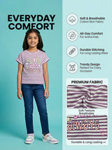 Girls Purple Striped "Adore You" Graphic Top