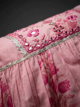 Girls Pink Floral Embroidery Printed Sharara Set with Dupatta.