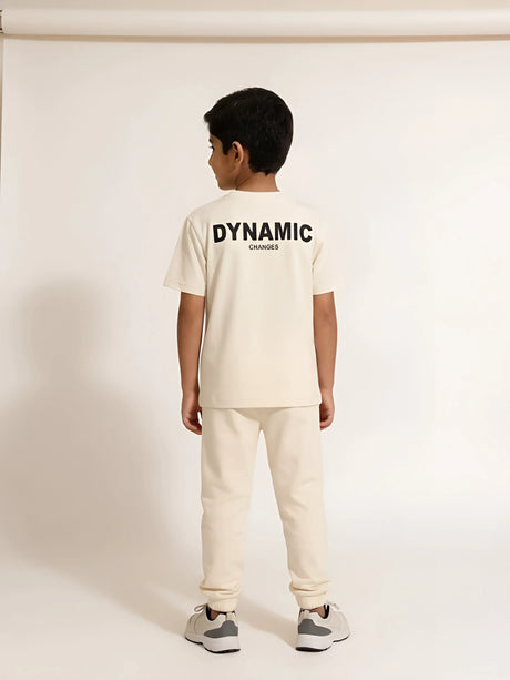Boys Cream Ronaldo Graphic Print T-Shirt