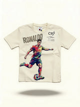 Boys Cream Ronaldo Graphic Print T-Shirt
