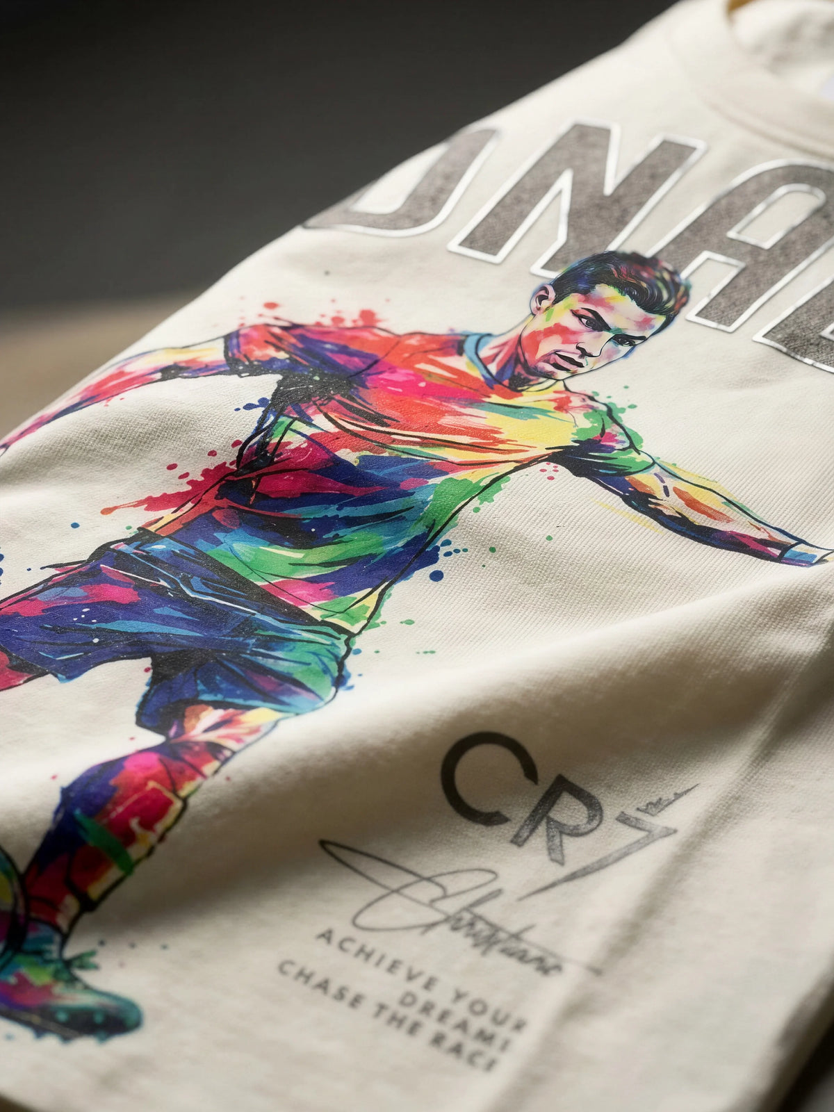 Boys Cream Ronaldo Graphic Print T-Shirt