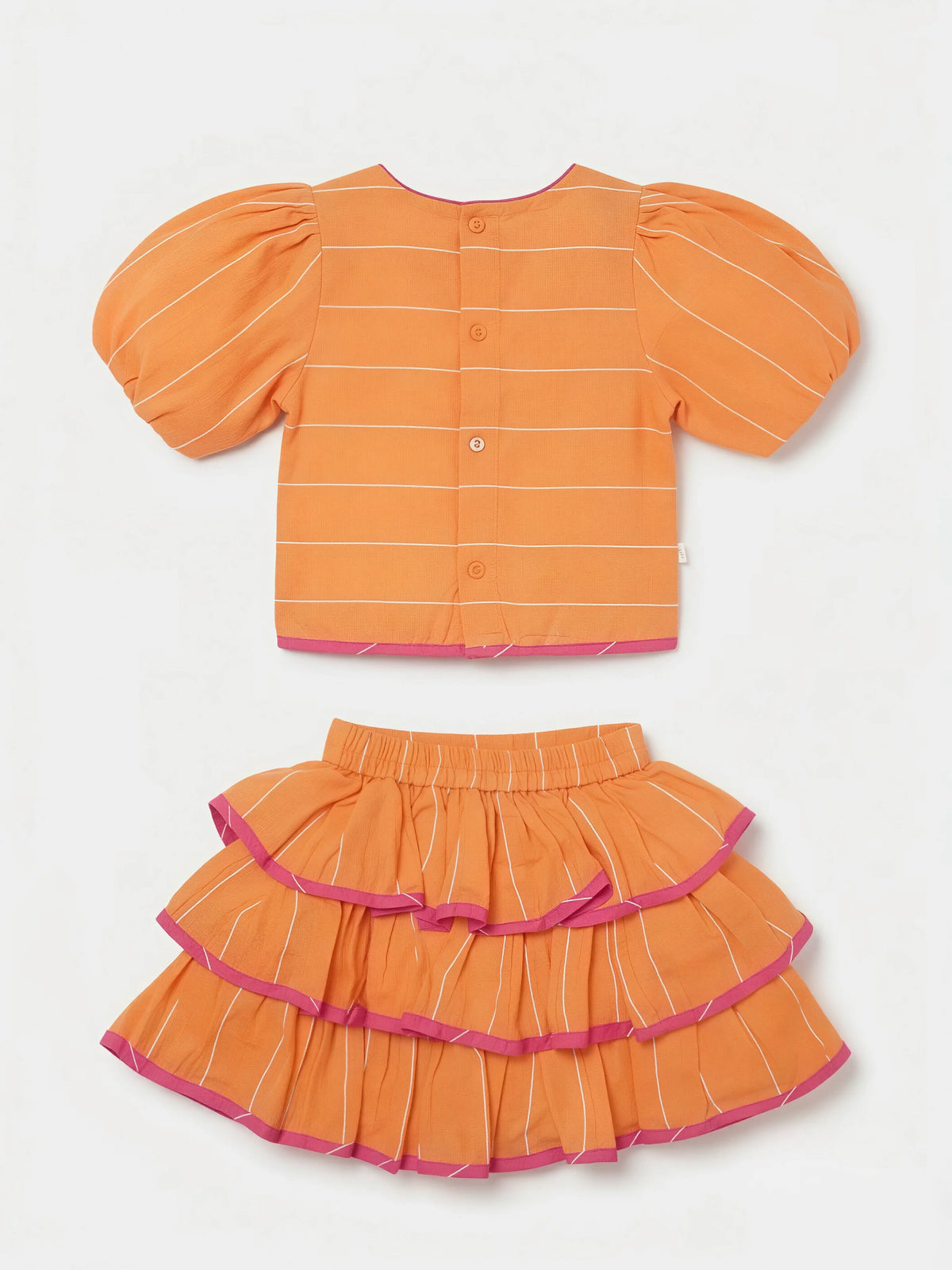 Orange Striped Skirt Set Kids Ethnic Wear
