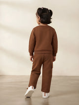 Brown Butterfly Print Girls Coordinate Set Kids Casual Wear