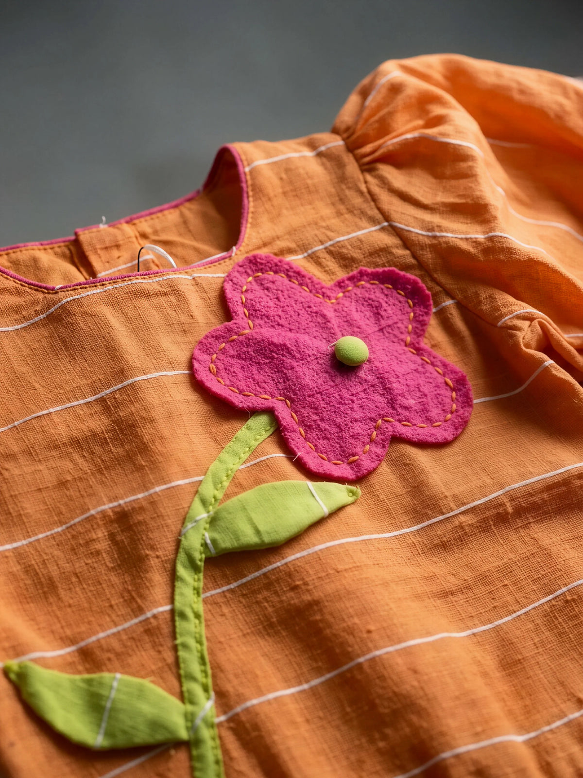 Orange Striped Skirt Set Kids Ethnic Wear