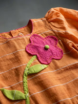 Orange Striped Skirt Set Kids Ethnic Wear