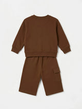 Brown Butterfly Print Girls Coordinate Set Kids Casual Wear