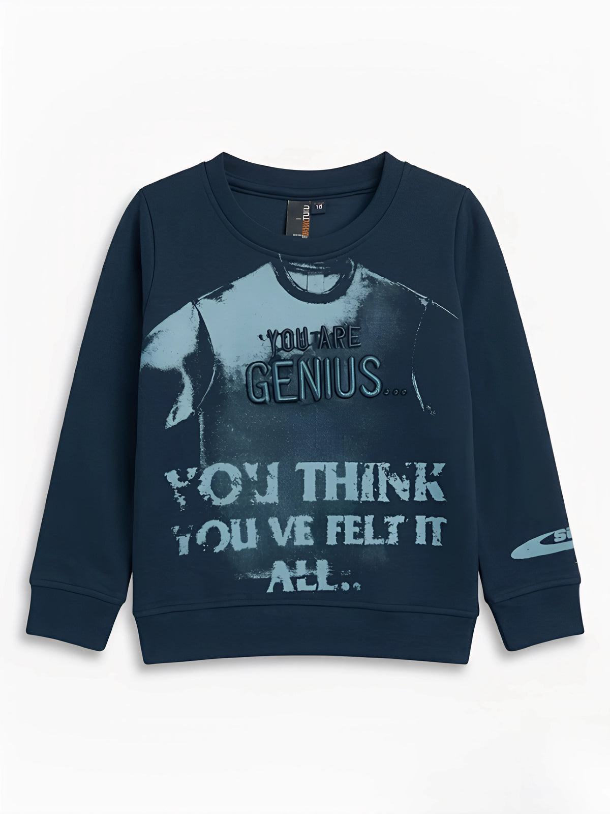 Blue Graphic Print Full Sleeve T-Shirt Kids Casual Wear