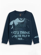 Blue Graphic Print Full Sleeve T-Shirt Kids Casual Wear