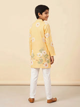 Boys Yellow Floral Printed Kurta Set