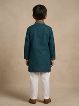 Boys Teal Green Kurta Pyjama Set