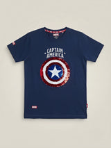 Boys Navy Blue Captain America Graphic T-Shirt