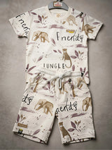 Boys Cream Jungle Adventure Printed Coord Set