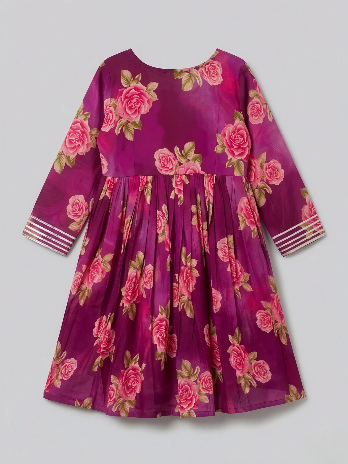 Girls Purple Floral Printed Sharara Set.