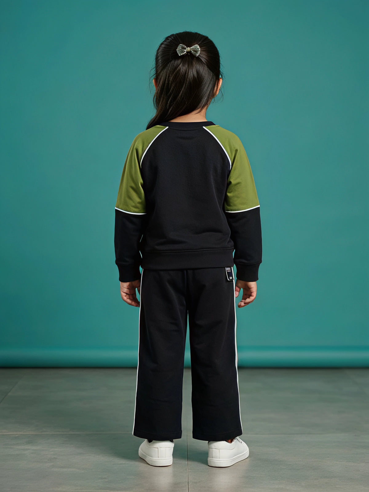 Black Printed Cotton Girls Coordinate Set Kids Casual Wear