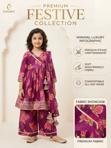 Girls Purple Floral Printed Sharara Set.