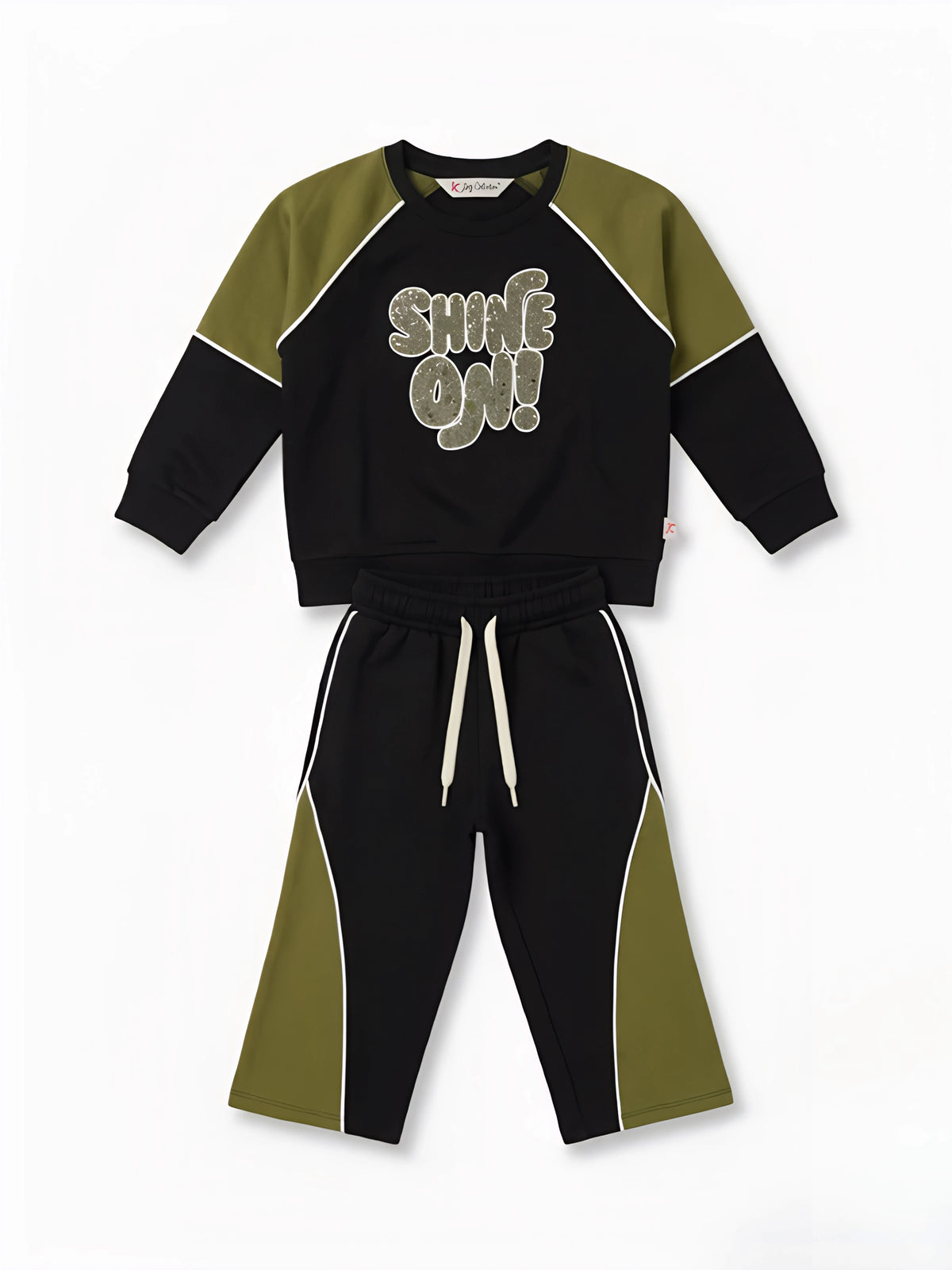 Black Printed Cotton Girls Coordinate Set Kids Casual Wear