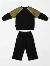 Black Printed Cotton Girls Coordinate Set Kids Casual Wear