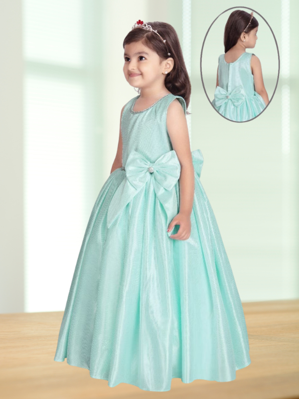 Girls Party Heavy Western Gown with work - Green