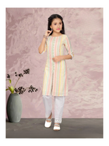 Girls Traditional 3/4th Sleeves Chuddidar Sets - Pink