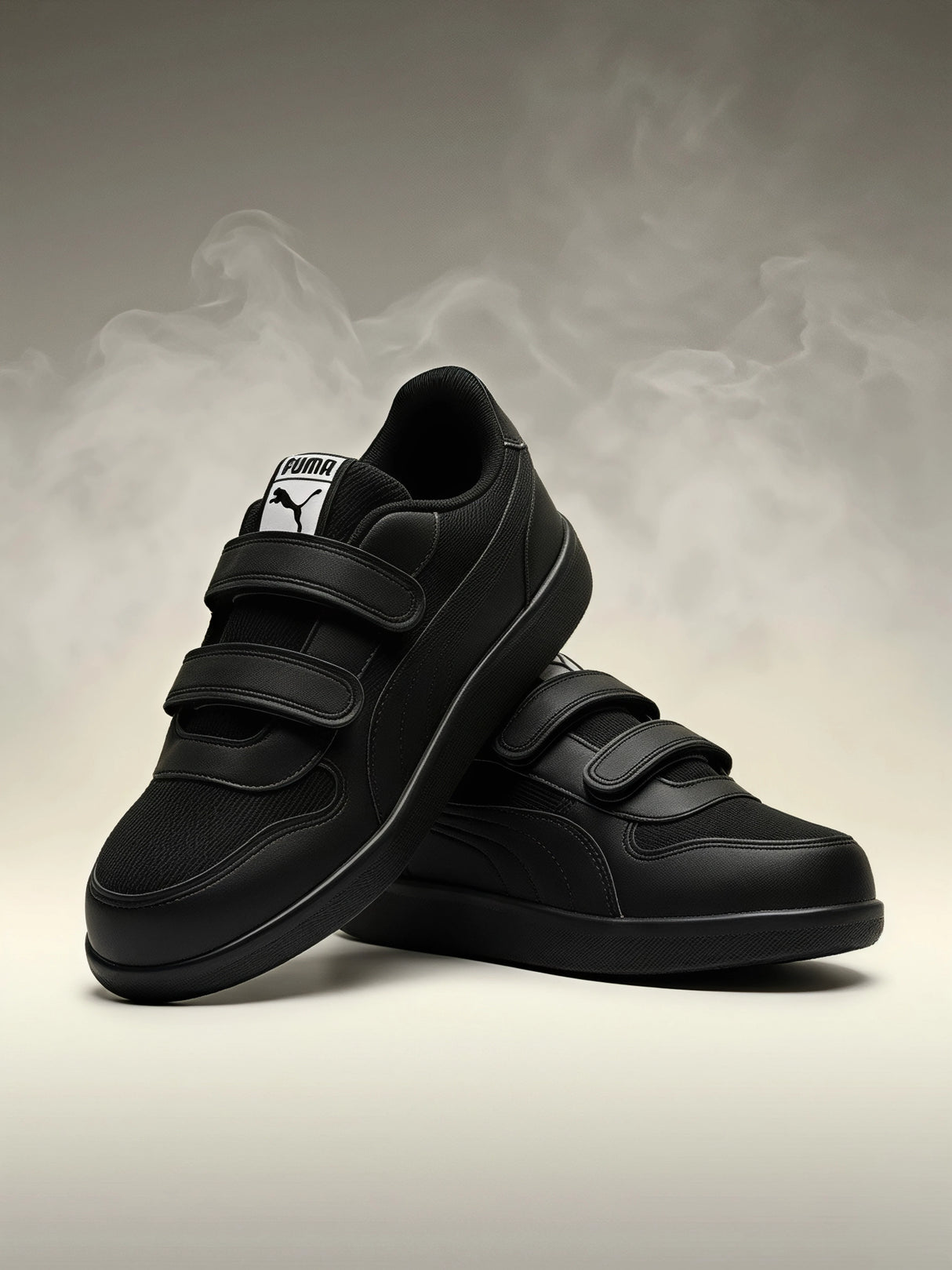 Puma Black Velcro Unisex School Shoes.