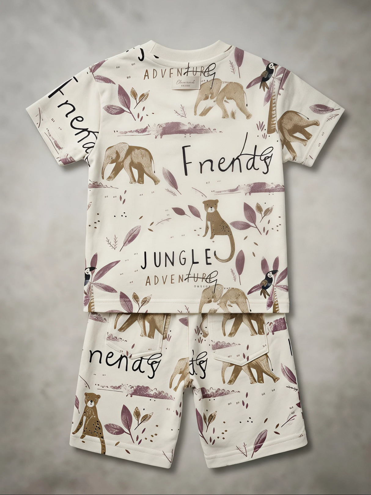 Boys Cream Jungle Adventure Printed Coord Set